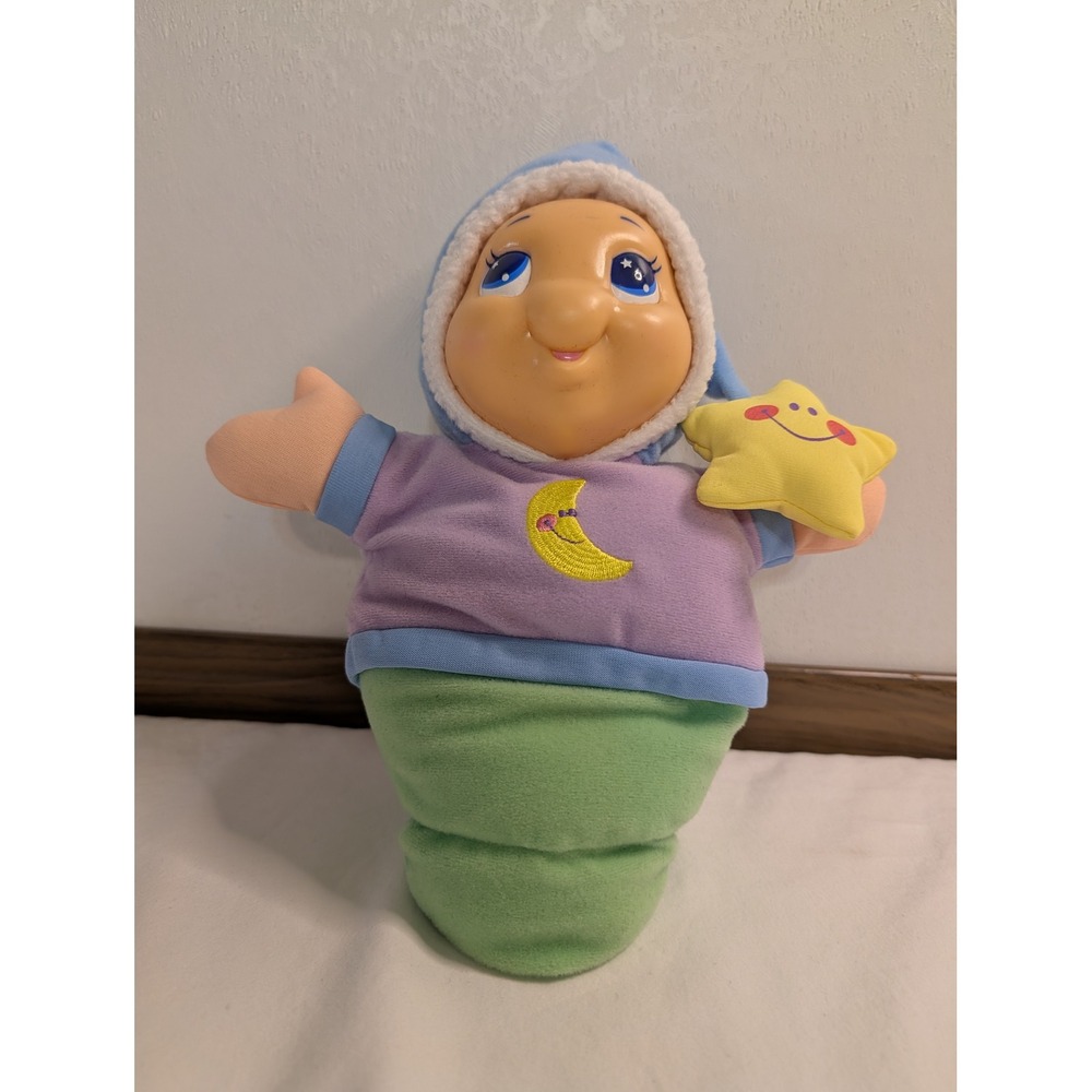 Playskool Lullaby Gloworm Plush Blue Purple Green Moon Star Hasbro 2003 *Works*